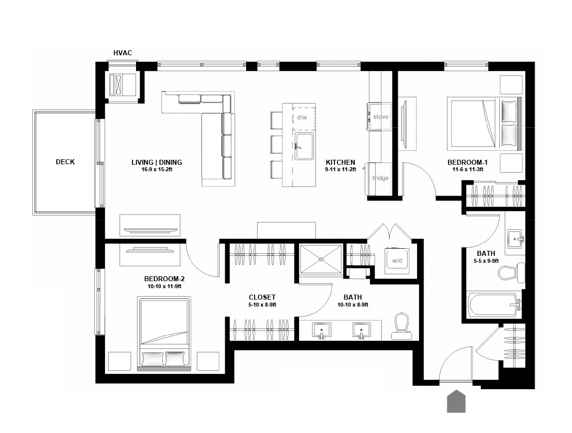 2 Bedroom Apartment Floor Plan Variant Apartments Minneapolis
